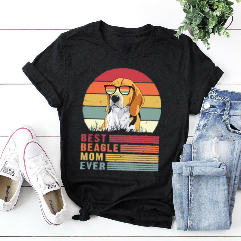 أفضل Beagle أمي Ever قميص Vintage الكلب الرجعية عاشق هدية 100% القطن قصير الأكمام 100% قطنية عالية الجودة المحملة مضحك للجنسين انخفاض الشحن