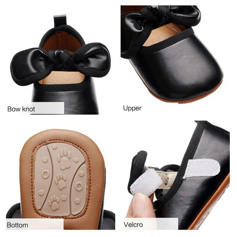 حذاء بناتي مصنوع من الجلد الصناعي بتصميم فيونكة ماري جين حذاء فستان الأميرة للأطفال حذاء بنعل مطاطي غير قابل للانزلاق مقاس 0-18 متر 2023-08-30