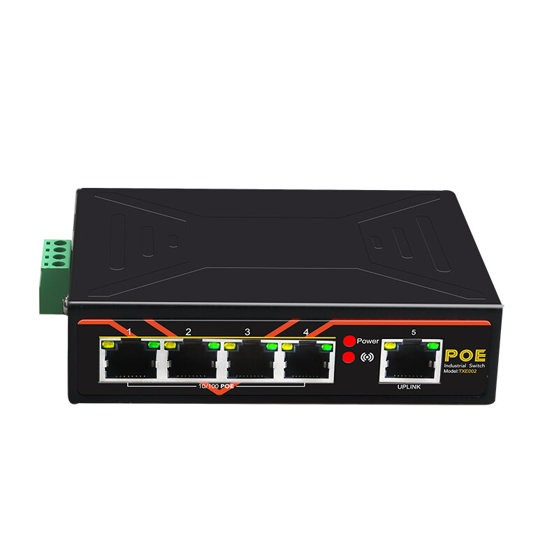 5 Ports POE switch 10/100Mbps Industrial grade Fast Ethernet Switch DIN Rail Type Network switch 48V 65W