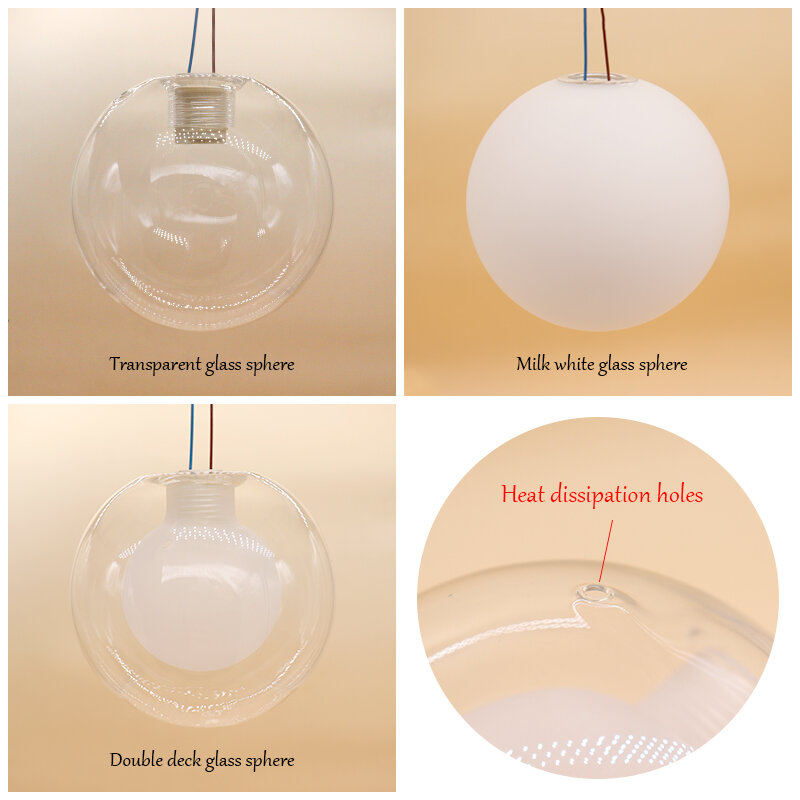 SANDYHA Fross الزجاج ل قلادة مصباح الكرة في الكرة الزجاج الكرة ل الثريات الطابق مصابيح الديكور ميزون مصباح الجمالية الزجاج