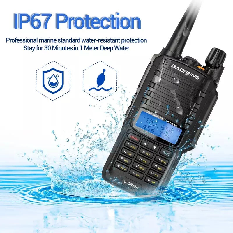 جهاز اتصال لاسلكي محمول مقاوم للماء ، نطاق مزدوج ، راديو لحم الخنزير للصيد CB ، جهاز إرسال واستقبال HF طويل المدى ، 16 ، 15W ، IP68