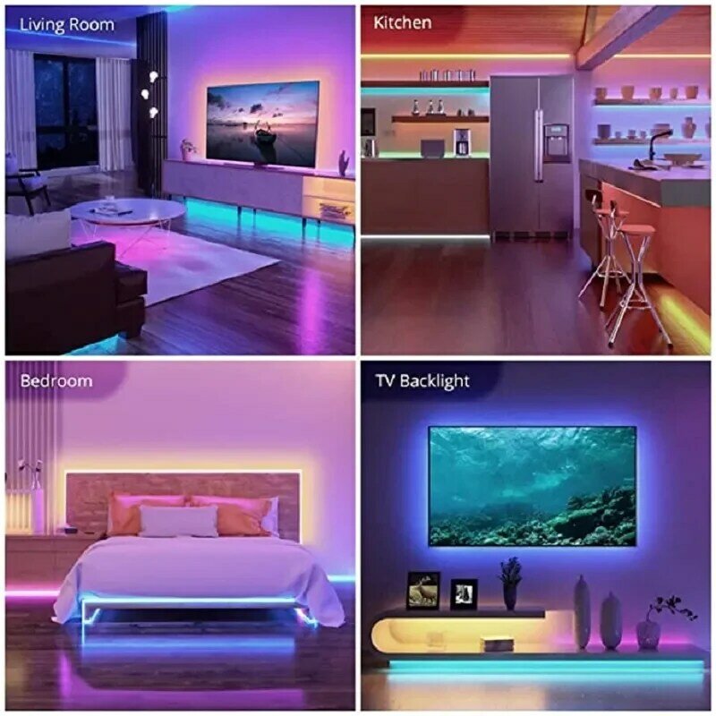 ضوء شريط LED ملون بالبلوتوث RGB ، إضاءة خلفية لتلفزيون USB ، ديكور غرفة النوم وغرفة المعيشة ، 1 م ، 2 م ، 3 م ، 4 م ، 5 م ، 10 م ، 15 م ، 20 متر