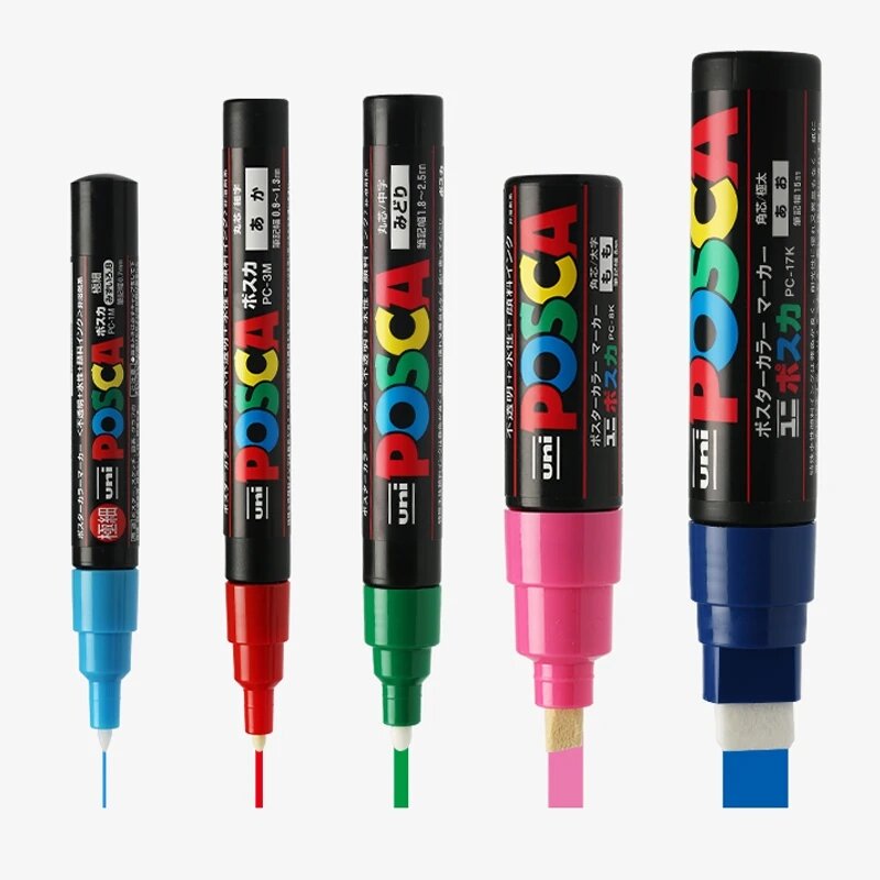 طقم أقلام تحديد ماركة يوني بوسكا ، PC-1M بلاكونيس روتولادوريس من الأكريليك ، 3m ، 5M ، 8K ، 17K ، 7/8/15 لون قلم لاصق بوب/لوحة إعلانات جرافيتي