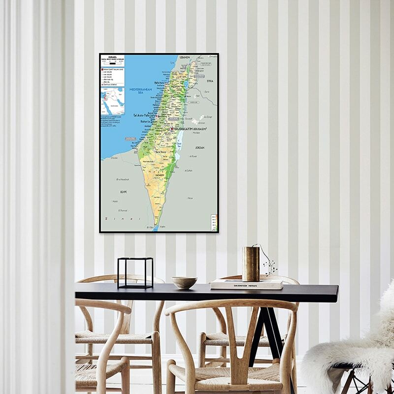 خريطة إسرائيل 42*59 سنتيمتر صغيرة الحجم ملصق جدار الفن طباعة غير المنسوجة قماش اللوحة غرفة المعيشة ديكور المنزل اللوازم المدرسية