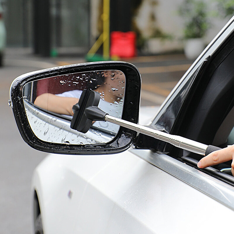 سيارة مرآة الرؤية الخلفية ممسحة قابل للسحب المحمولة المطر تنظيف لوازم مرآة الرؤية الخلفية مزيل المياه الزجاج المطر تنظيف أداة