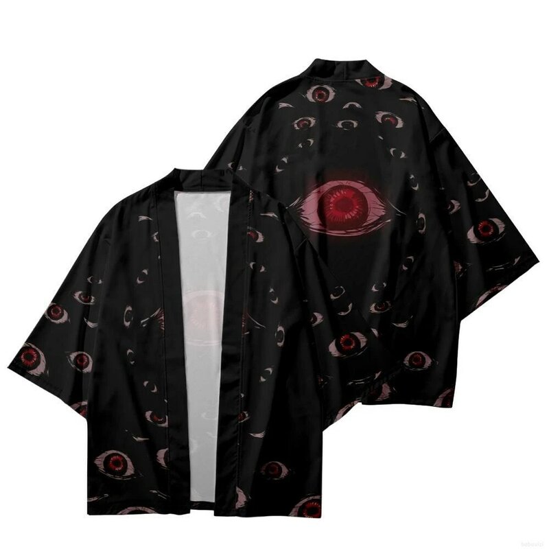 كيمونو تقليدي للرجال والنساء ، على الطراز الياباني ، طباعة العين ، ملابس الشارع ، سترة الشاطئ ، أزياء تأثيري ، قمصان الهوري ، بلوزات ، تصميم جديد ، 2023