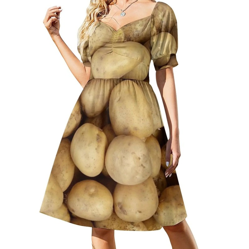 بطاطس ، جيدة ، ذكية ، بطاطس جيدة بلا أكمام فساتين سهرة للنساء ، فستان صيفي أنيق ،