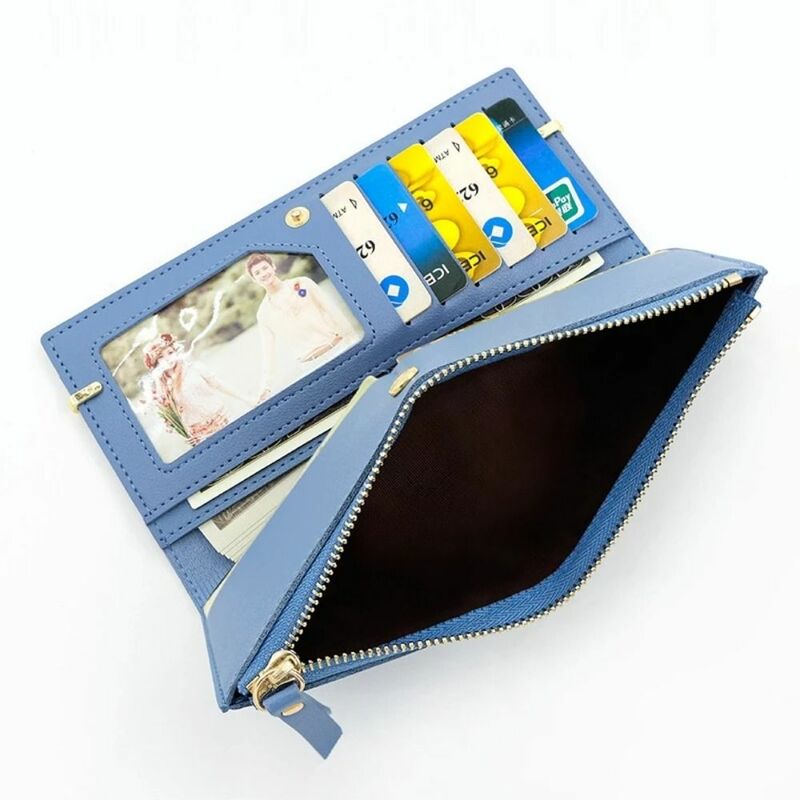 طباعة بولي Leather حقيبة جلدية بطاقة للنساء ، محفظة طويلة ، حامل بطاقة البنك ، مخلب المال ، محافظ النمط الكوري