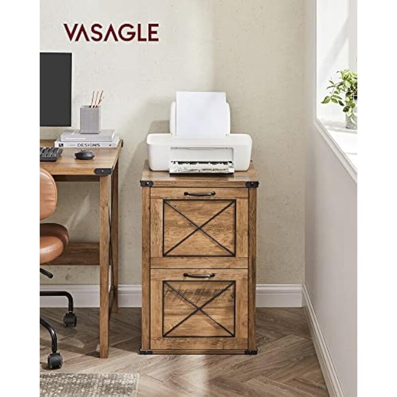 VASAGLE-خزانة الملفات مع 2 أدراج ، حامل الطابعة ، حجم الرسالة ، مجلدات الملفات المعلقة ، نمط المزرعة الحديثة ، 2