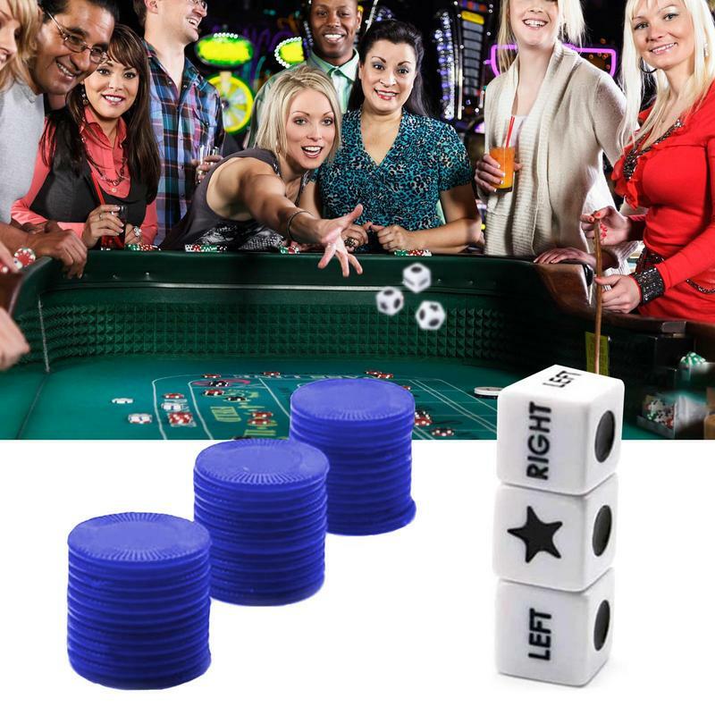 لعبة النرد المركزية اليمينية المبتكرة ، لعبة الطاولة مع 3 النردات ، 24 رقائق ملونة عشوائية ، ليال الأسرة