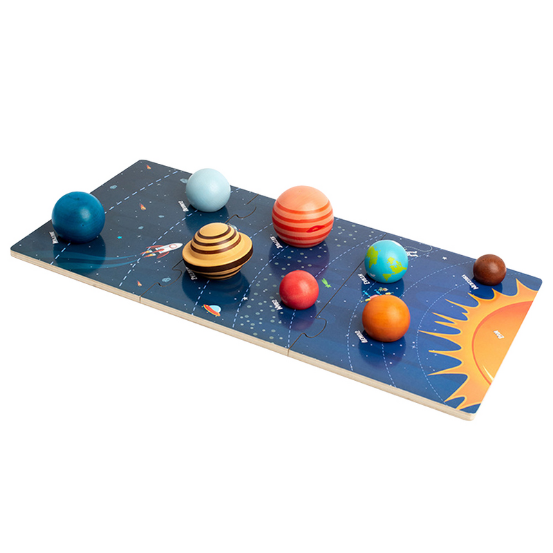 لوح الاقتران الخشبي للأطفال ، ألعاب طفل صغير ، إدراك النظام الشمسي