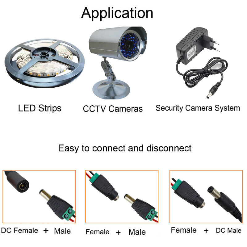5pairs تيار مستمر 12 فولت ذكر أنثى موصلات 2.1*5.5 مللي متر قابس الطاقة محول الرافعات مآخذ موصل ل إشارة اللون LED قطاع CCTV كاميرا