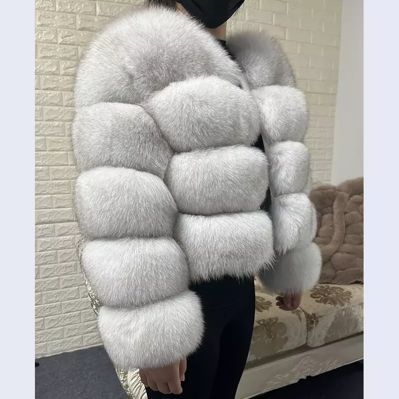 MAOMAOKONG-معطف فراء ثعلب طبيعي حقيقي للنساء ، أكمام طويلة ، جاكيتات فراء راكون فاخرة ، بلوزة سميكة ، صدرية فروية نسائية ، الشتاء ،