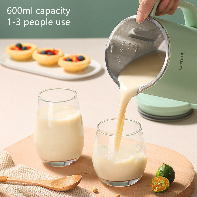 600 مللي ماكينة تصنيع حليب فول الصويا الكهربائية عصارة الصويا ماكينة إعداد الحليب المحمولة خلاط خلاط الأرز لصق صانع الجدار كسر آلة 220 فولت