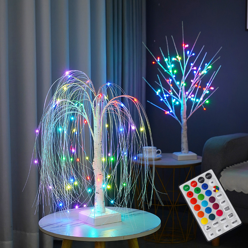 LED الصفصاف الحرف جو ضوء ، ديكور المكاتب المنزلية ، الأشجار مصباح ، مشهد حفلة عيد الميلاد ، 16 لونا