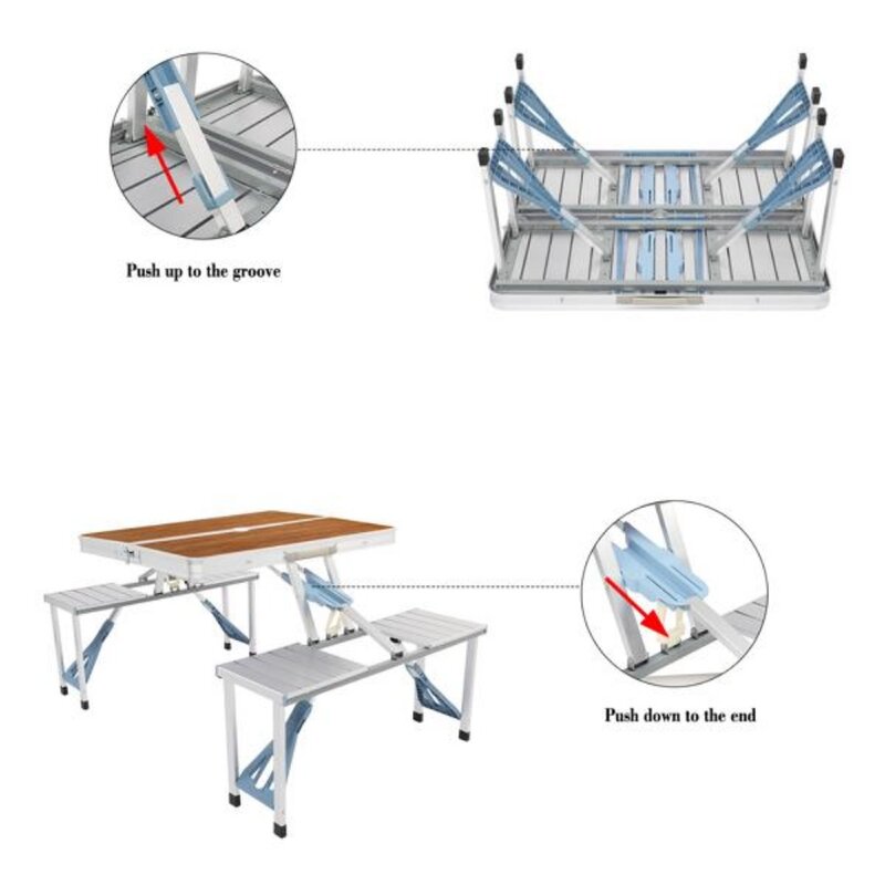 طاولة قابلة للطي من سبائك الألومنيوم للتخييم في الهواء الطلق ، قطعة واحدة ، 136x85.5x67cm