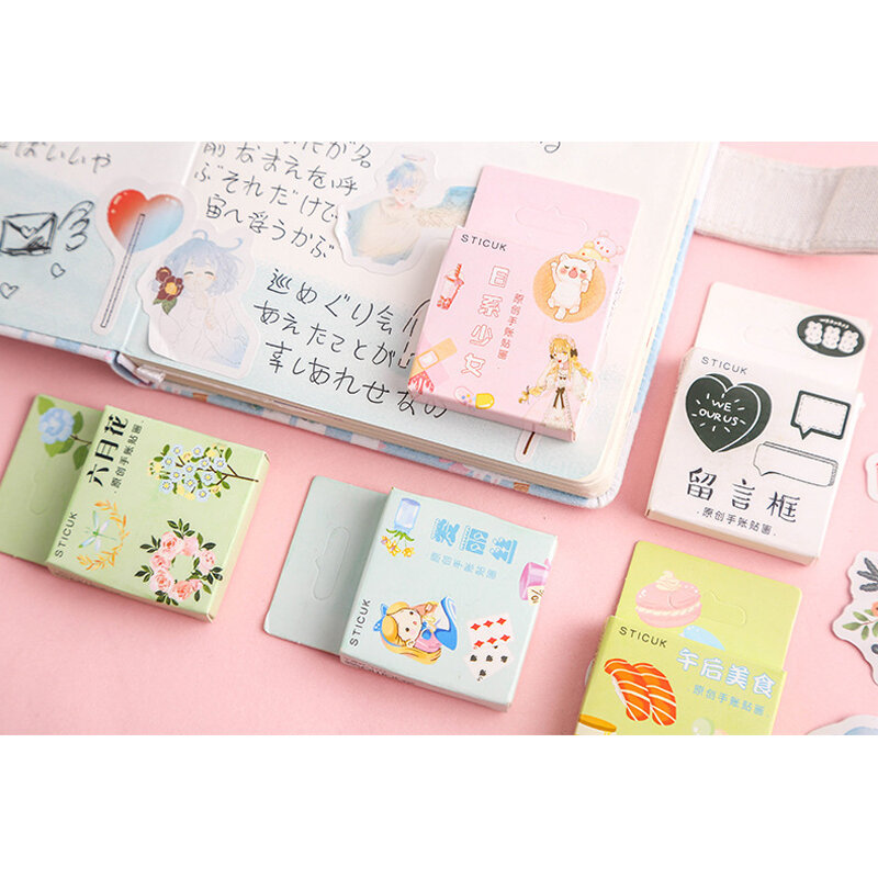 46 قطعة/صندوق الزهور اليابانية الجميلة نمط ملصقات يوميات لتقوم بها بنفسك ملصق مزخرفة Vsco بطاقة لاصقة الهاتف