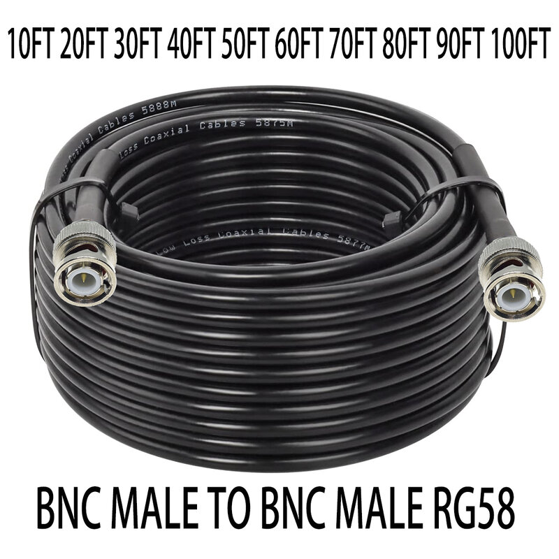 BNC ذكر إلى BNC ذكر المكونات ، Q9 موصل تجعيد الكثير ، الترددات اللاسلكية اقناع محوري كابل ، 50ohm كابل ، RG58