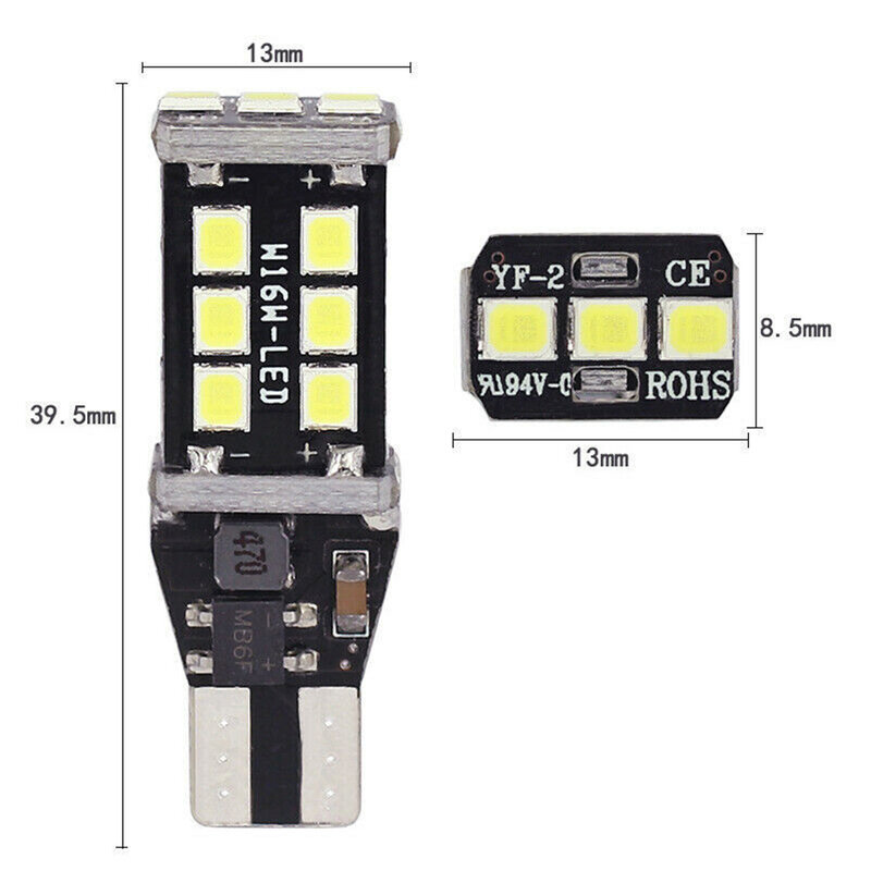 السوبر مشرق الأبيض Canbus LED لمبات للسيارة النسخ الاحتياطي عكس الضوء ، اكسسوارات عالمية ، T15 ، W16W ، 12-24 فولت ، 0.55A ، 49x15 مللي متر ، 2 قطعة