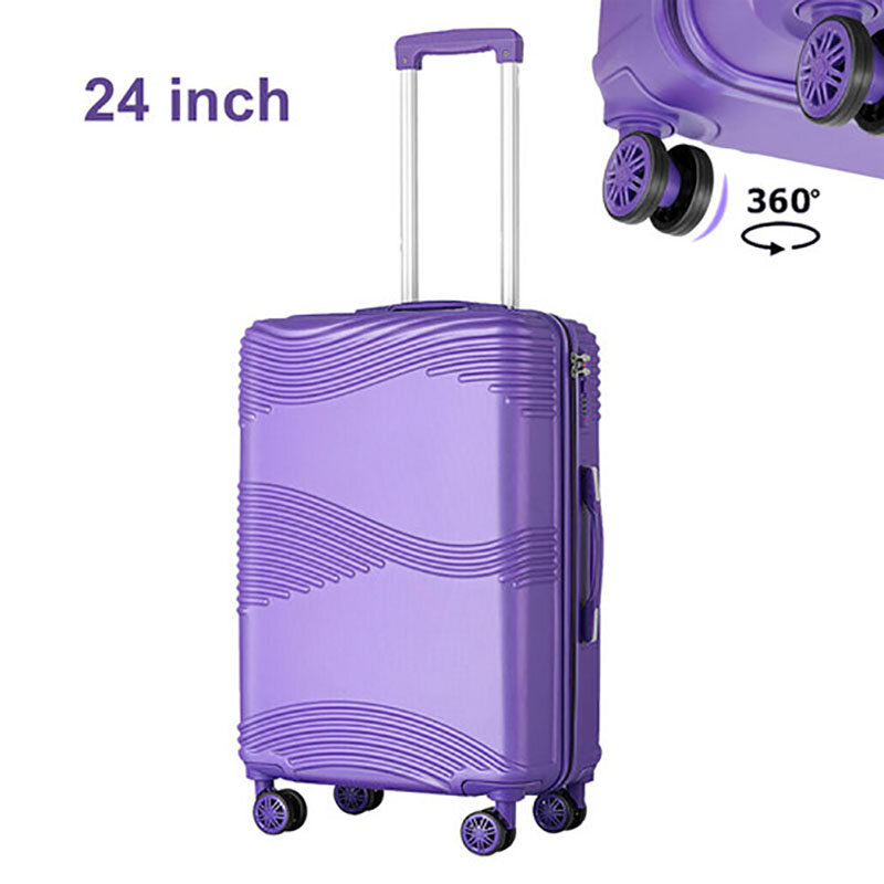 TSA قفل الأمتعة كبيرة خفيفة الوزن لمعان عالية الأرجواني 3-Piece مجموعة اللون حقيبة سفر مع عجلات Bolsa Viagem 20''24''28