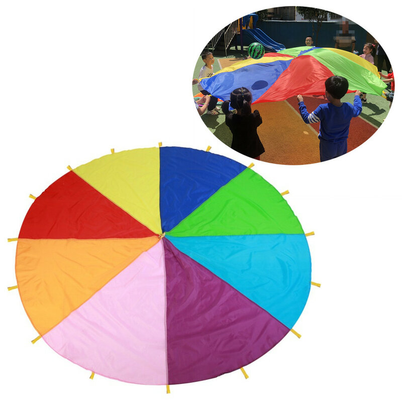 مظلة قوس قزح لأشخاص متعددين ، لعبة المظلة ، قفز-كيس ، لعبة بالوت ، تفاعلية ، لعبة العمل الجماعي للأطفال ، التخييم في الهواء الطلق ، هدية