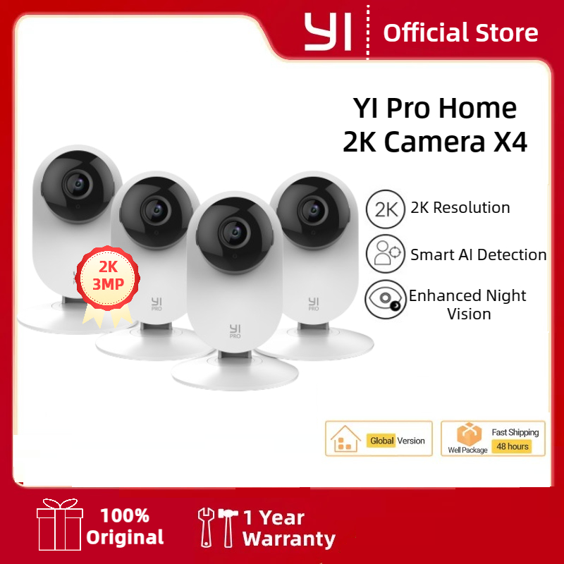 كاميرا مراقبة أمنية YI-الصفحة الرئيسية Pro ، نظام ذكي مع رؤية ليلية ، جهاز مراقبة أطفال ، 3MP ، wi-fi ، IP ، 2K ، 4 ack ، iOS ، Android