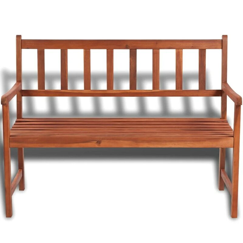 Patio Bench 47.2" x (19.7" - 22.8") x 35.4" Solid Acacia Wood Outdoor Chair Porch Furniture