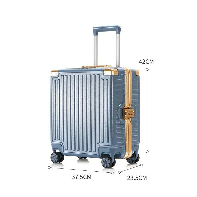 الألومنيوم الإطار حقيبة سفر ، صندوق كلمة مرور صغيرة ، المحمولة المتداول حقيبة الأمتعة ، عجلة عالمية ، الصعود إلى الطائرة ، 18"