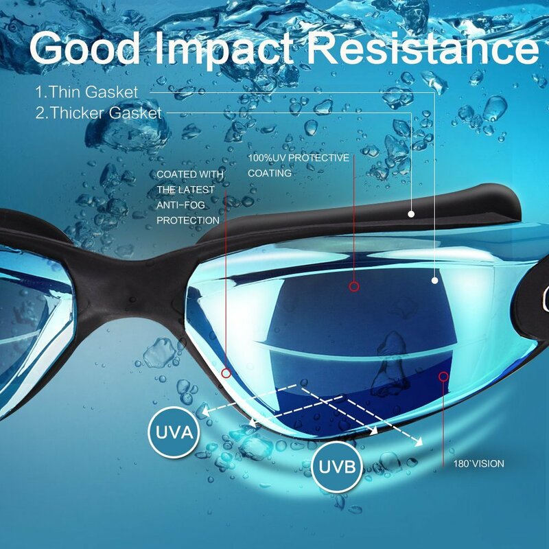 JSJM-نظارات سباحة احترافية للرجال والنساء ، نظارات سباحة مضادة للضباب ، نظارات سيليكون قابلة للتعديل ، مقاومة للماء ، للبالغين