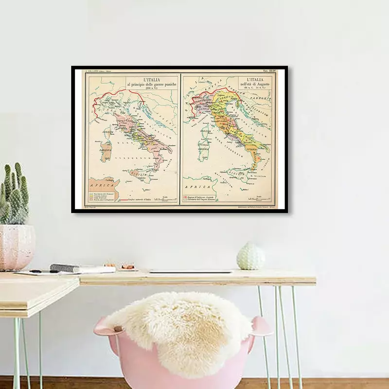 90*60 سنتيمتر Vintage خريطة إيطاليا في الإيطالية الجدار ملصق فني غير المنسوجة قماش اللوحة الفصول الدراسية ديكور المنزل اللوازم المدرسية