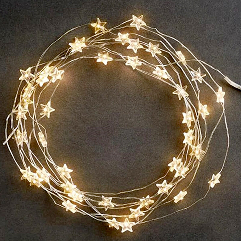 2 متر/4 متر/6 متر أضواء النجوم الجنية لغرفة النوم سلسلة البطارية بالطاقة محول أضواء عيد الميلاد جارلاند حفل زفاف الديكور عطلة