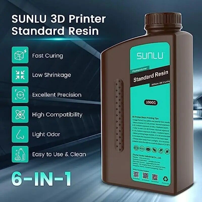 SUNLU القياسية الراتنج 40nm الأشعة فوق البنفسجية الراتنج 10 كجم لشاشات الكريستال السائل طابعة ثلاثية الأبعاد المواد للطباعة سهلة لطباعة دقة جيدة شحن مجاني