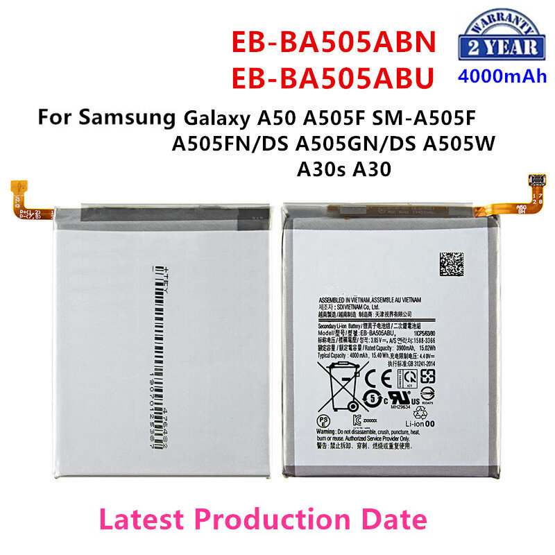 بطارية لسامسونج جالاكسي ، من من من ماركة Samsung Galaxy ، من من من نوع A50 ، و A505F ، و A505FN ، و DS ، و GN ، و A505W ، و A30s ، و A30 ، جديدة تمامًا