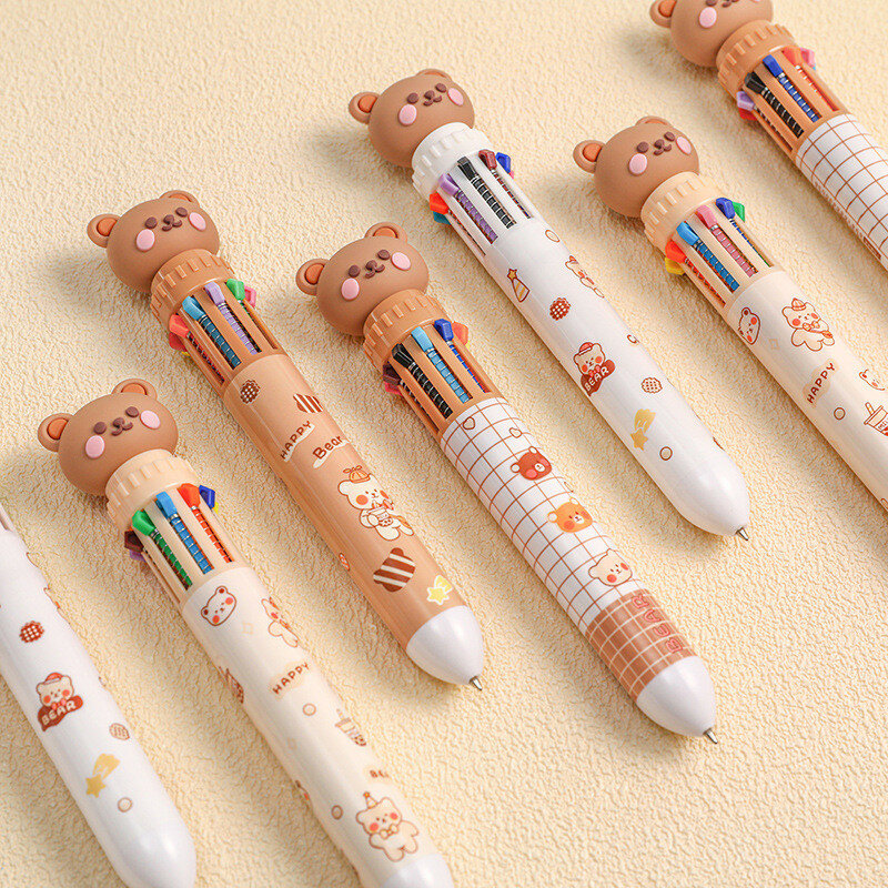 10 لون قلم حبر جاف الكرتون الدب 0.5 مللي متر حبر التجفيف السريع هلام بمناسبة مفتاح دليل حساب دفع نوع مكتب الإحصاء