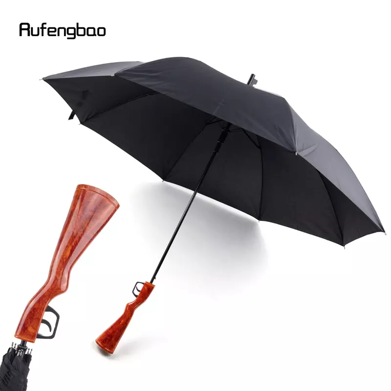 مظلة أوتوماتيكية على شكل مسدس ، مظلة مقاومة للرياح ، مقبض طويل ، لكل من الأيام المشمسة والممطرة ، عصا المشي