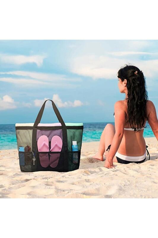 حقيبة شاطئية حقيبة تخييم كبيرة الحجم متعددة جيب الرمال لا تعقد المرأة حقيبة شاطئية