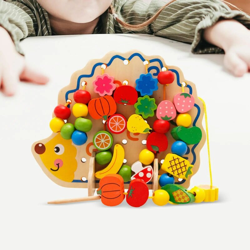 ألعاب خيوط خشبية مونتيسوري للأطفال في مرحلة ما قبل المدرسة ، كتل البناء ، حبات التوتير ، هدايا للأطفال الصغار في مرحلة ما قبل المدرسة ، عمر 3 سنوات