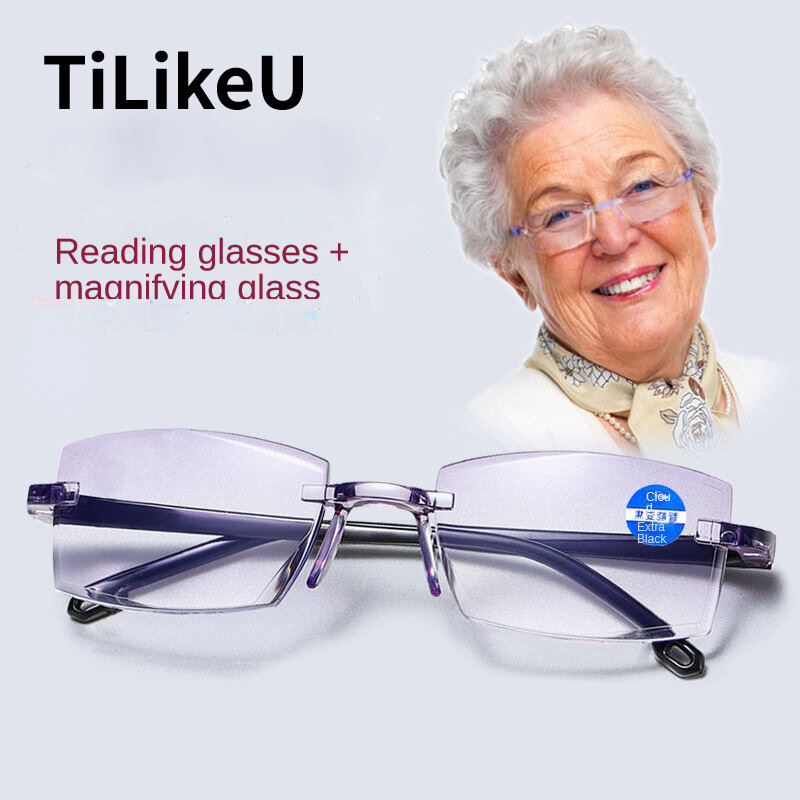 نظارات طول النظر الشيخوخي بدون إطار ، نظارات راتنج خفيفة مضادة للأزرق ، عالية الوضوح ، كبار السن ، موديلات جديدة