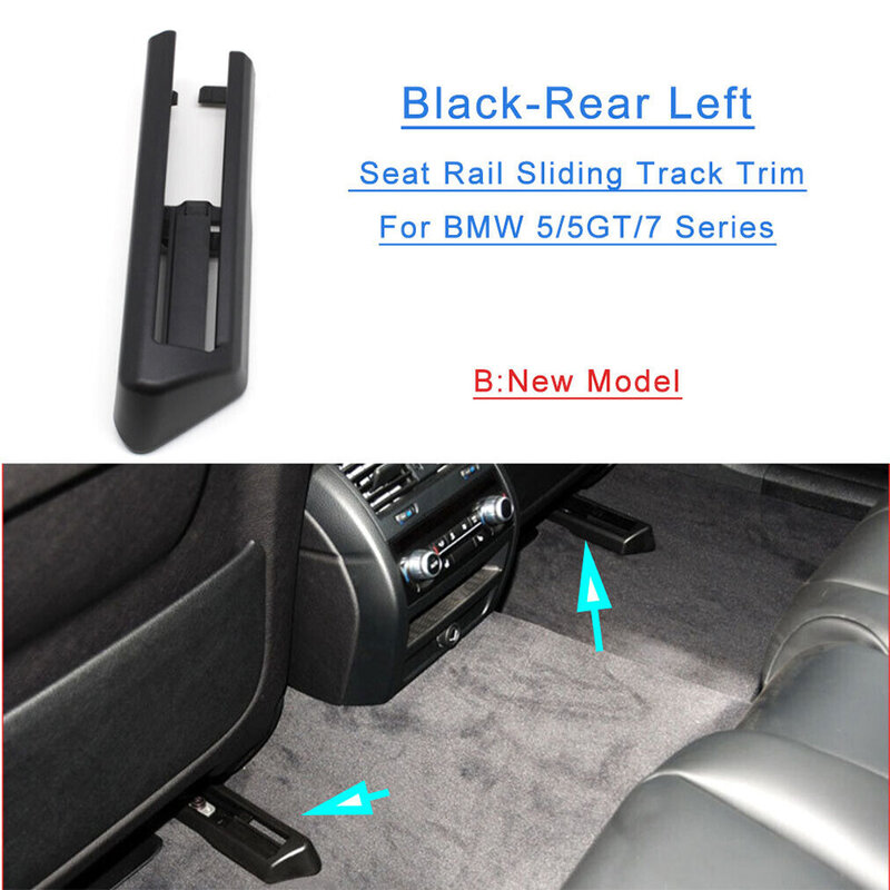 غطاء كسوة المسار الانزلاقي PC ABS ، غطاء كسوة زخرفي ، قضيب المقعد الأيسر الخلفي الأسود ، التوافق مع سهولة التركيب