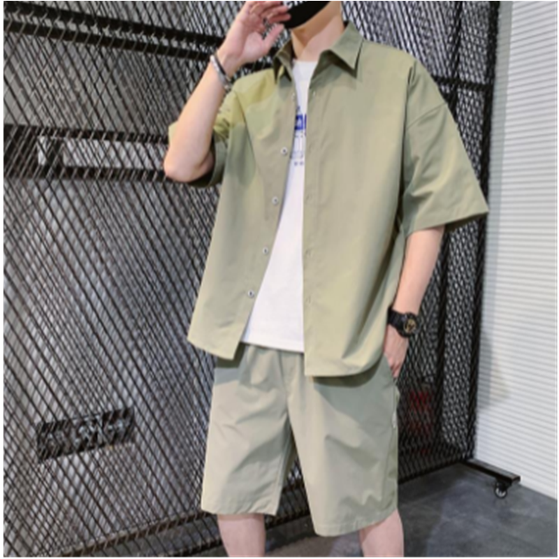 الرجال مجموعة عادية ، الصيف رقيقة الجليد الملابس الرياضية ، المألوف و العصرية النسخة الكورية من وسيم قصيرة الأكمام السراويل H0006