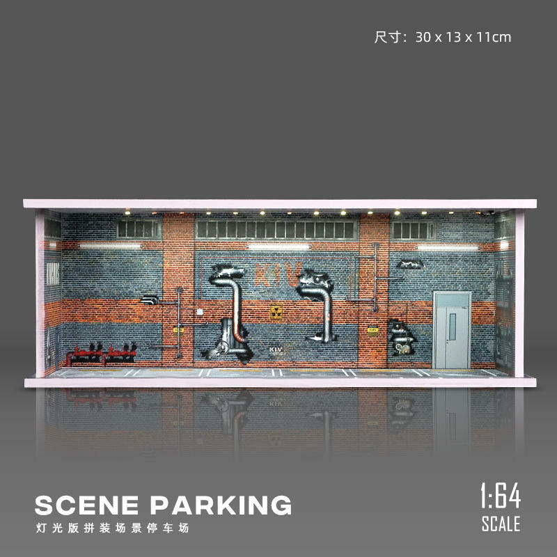 صندوق تخزين لعبة جامع للأطفال ، صندوق عرض ، 1:64 مشهد مرآب خفيف ، موقف للسيارات ، مجموعة طبق الأصل لطراز السيارة