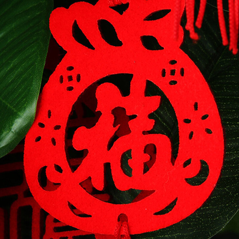 سحر الحظ للعام الصيني الجديد ، زخارف معلقة حمراء ، ديكور مهرجان الربيع ، قلادة معلقة من نبات الأواني ، 6 *