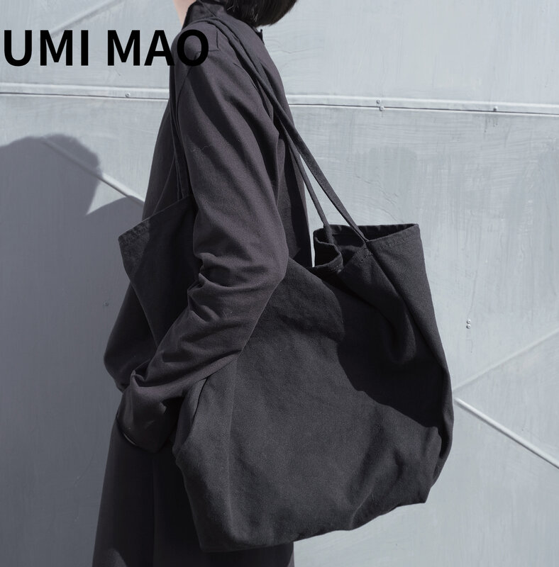 UMI ماو ياماموتو الظلام المتخصصة تصميم سعة كبيرة سميكة مفتوحة الكتف حقيبة يد حقيبة تسوق حقيبة قماش الرجال النساء فام Y2K