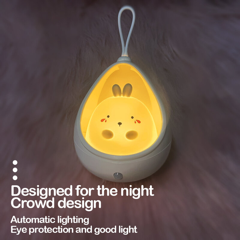 LED ضوء الليل الاستشعار التحكم لطيف الحيوان الإنسان التعريفي مصباح للأطفال الاطفال غرفة نوم USB قابلة للشحن سيليكون الجدار أضواء