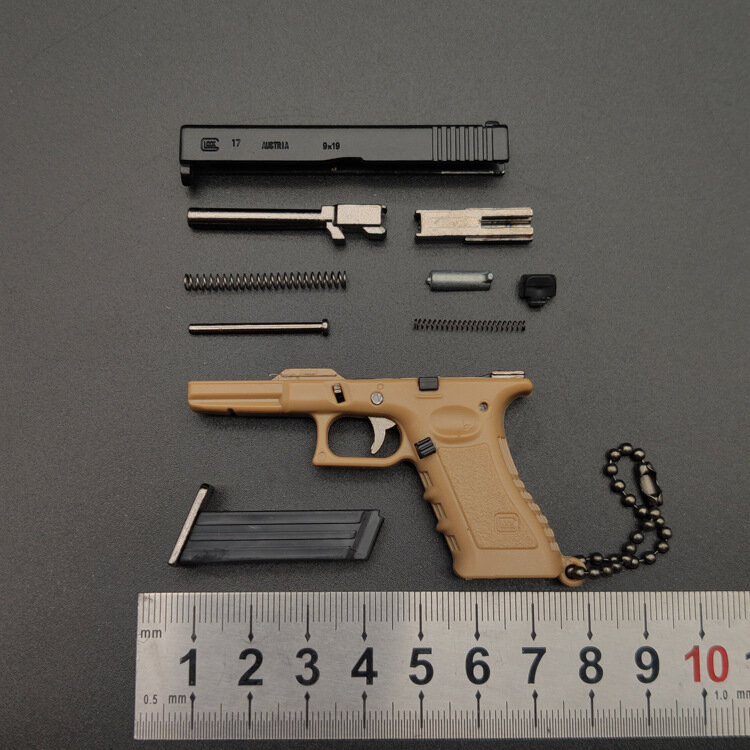 (لا الرصاص) 1:3 Glock G17 سبيكة البلاستيك المفاتيح لعب صغيرة نموذج بندقية قلادة هدية حلية تململ الضغط مكافحة الإجهاد لعبة
