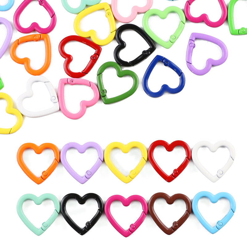 مشبك جراد البحر من سبائك الزنك لصنع المجوهرات ، على شكل قلب ، سلسلة مفاتيح متعددة الألوان ، تزيين الحقائب ، تصنعه بنفسك ، 2-10