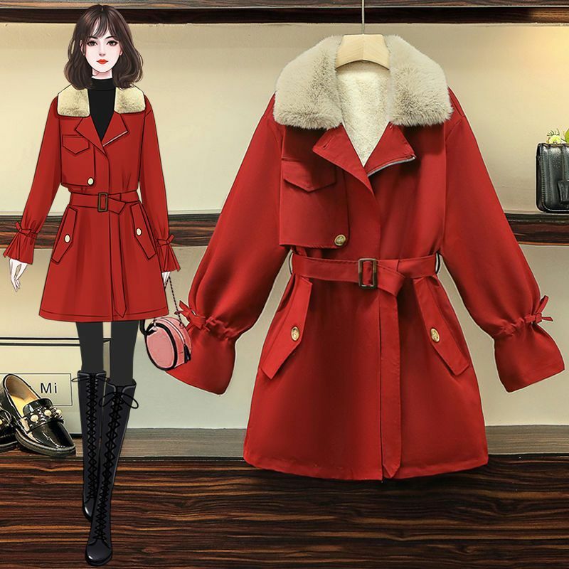 المرأة الصوف طوق القطن معطف ، معطف سميك كبير ، النسخة الكورية ، موضة جديدة الاتجاه ، الخريف والشتاء ، 2023