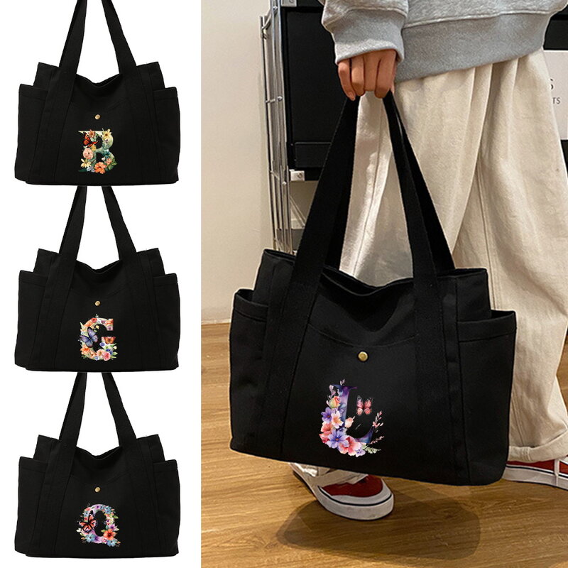 حقيبة كتف قماشية متعددة الوظائف للنساء ، حقيبة يد عصرية ، سلسلة حروف فراشة ، حقيبة تسوق عصرية