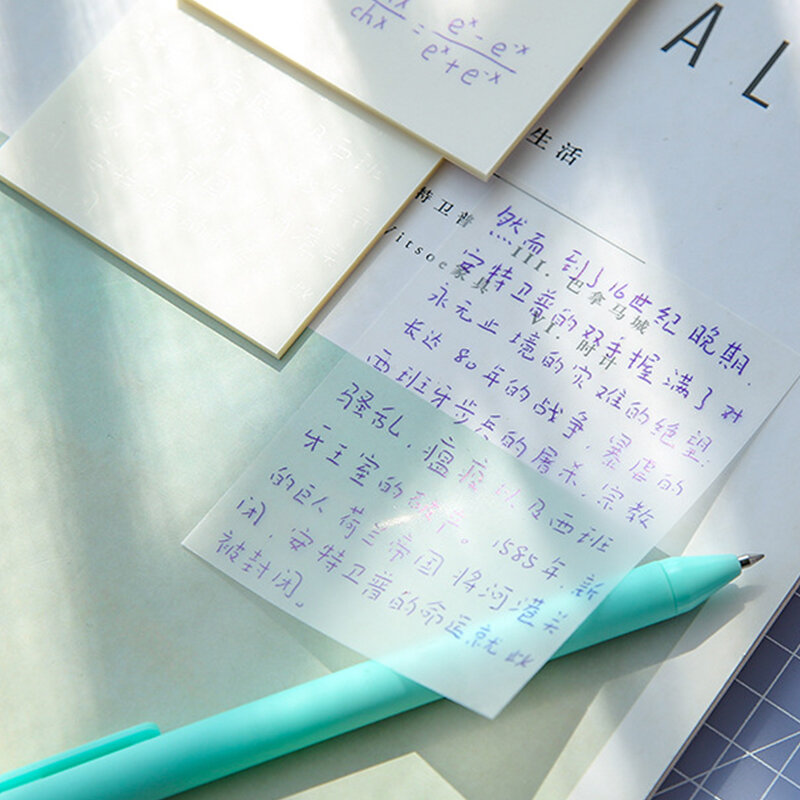 INS 50 ورقة بسيطة شفافة PET لزجة المفكرة لاصقة لوحات مذكرة مقاوم للماء القرطاسية ملصقات اللوازم المكتبية المدرسية
