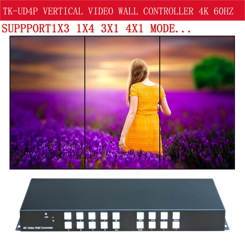 4k وحدة تحكم الفيديو الجدارية العمودية ل 1x3 1x4 ، UHD معالج الشاشة العمودي ، 4K 60HZ ، TK-UD4P